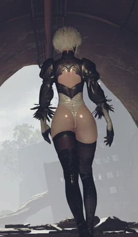 anime ass big ass booty cosplay dress gamer girl oil petite gif