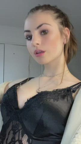 british cleavage downblouse lingerie pale perky spandex teen tiktok gif