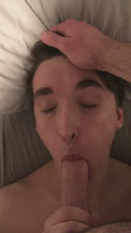 Teen sucks daddy’s cock