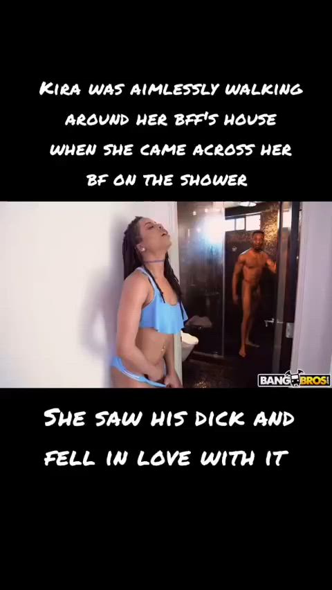 bbc bbc slut best friend blowjob caption ebony kira noir petite towel gif