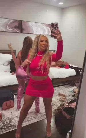 Blonde Dancing Dress Friends Lesbian OnlyFans Party Spreading Teen gif