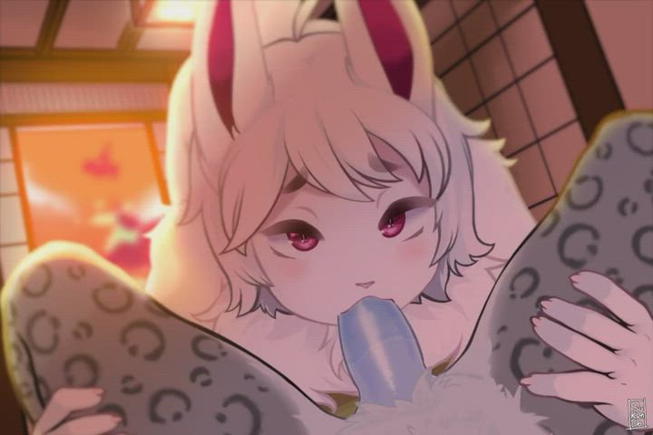 animation bunny cum in mouth dripping ejaculation femboy gay pov throatpie yaoi gif
