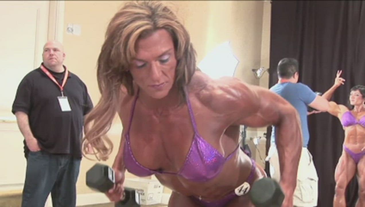 Bodybuilder Fake Boobs Muscular Milf gif