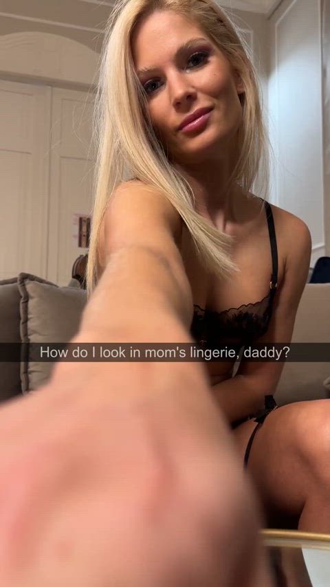 blonde lingerie step-daughter gif