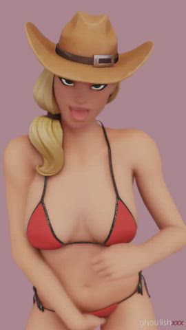 animation bikini blonde cowgirl fortnite jerk off gif