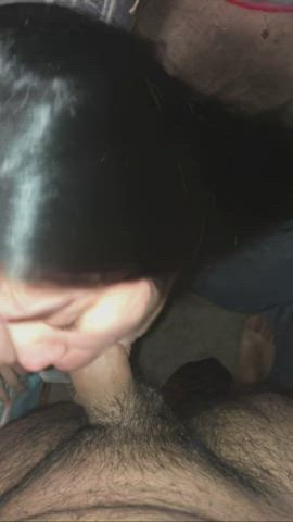 Blowjob POV Asian Girlfriend Homemade Amateur Oral Deepthroat Teen gif
