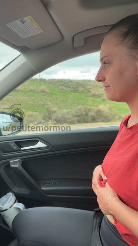tits boobs blonde natural tits babe flashing public caught gif
