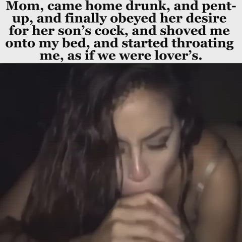 blowjob brunette caption messy mom son fauxcest gif