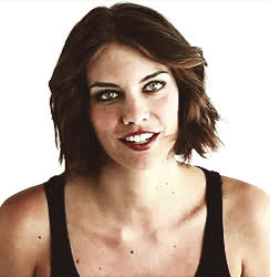 brunette lauren cohan smile gif