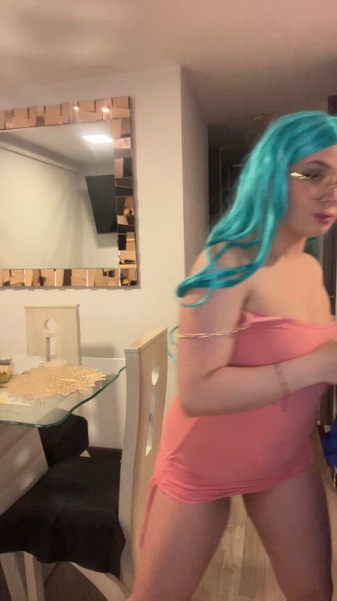 anime boobs cosplay costume cute latina makeup onlyfans public blue hair freeuse-fantasy