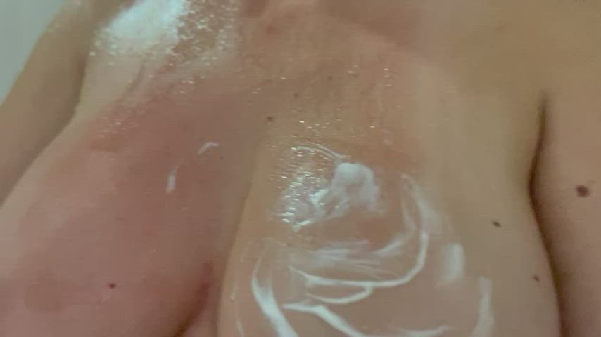 Milf boobs getting all clean… I need more cum….