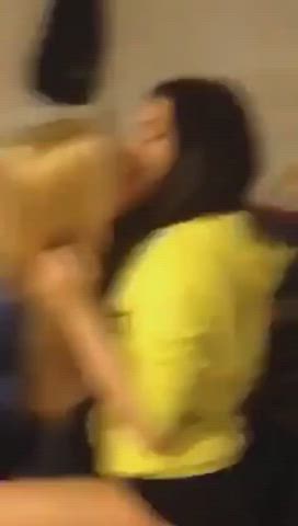 kissing lesbian teen threesome gif