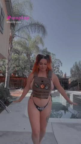 big tits bikini busty redhead tiktok gif