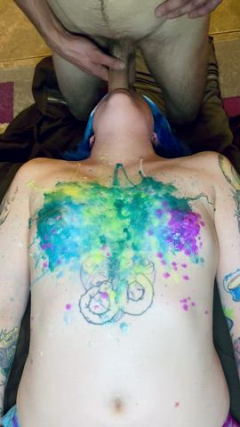 Blowjob Candle Wax Cum Cumshot Kinky Real Couple Tattoo gif