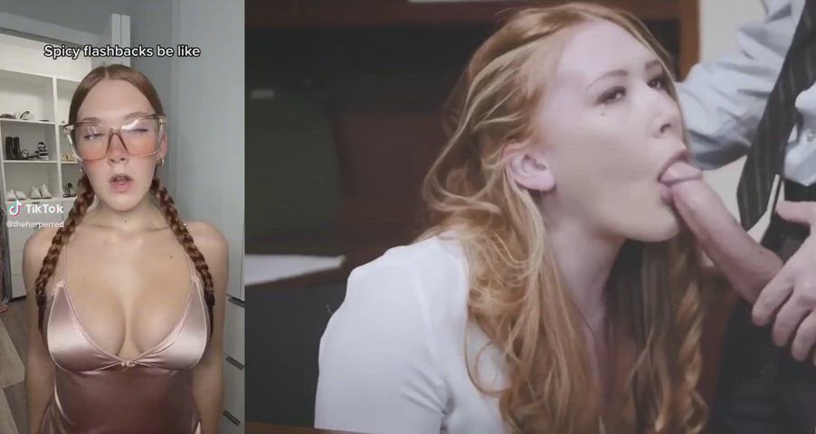 cum in mouth drool redhead spit split screen porn throatpie tiktok gif