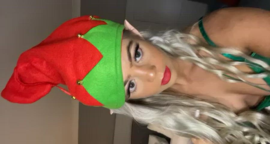 christmas cosplay elf tease teen blonde gif