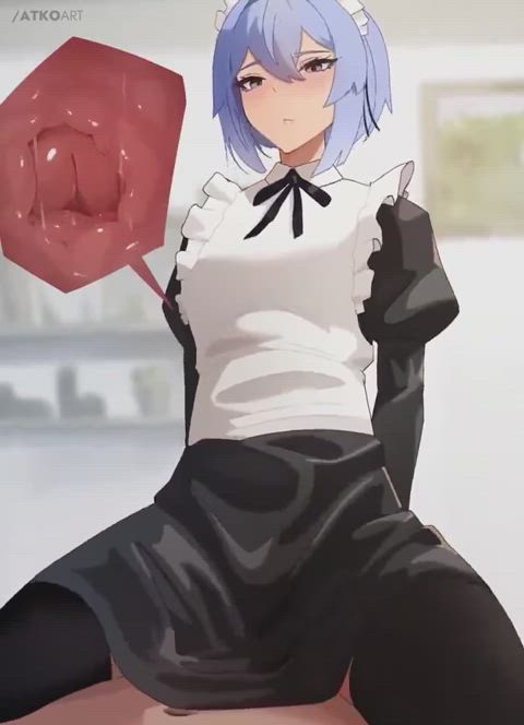 creampie maid blue hair gif