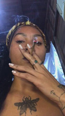 angel dark ebony lingerie smoking gif