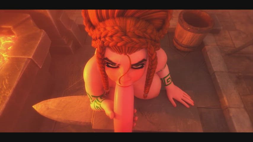 animation big tits blowjob redhead gif