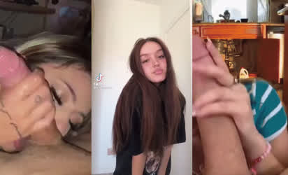 BabeCock Big Tits Blowjob Split Screen Porn TikTok gif