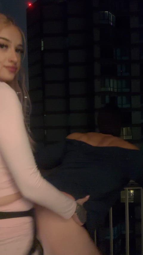 Took his fuckhole virginity on the Balcony 😈😈🍆🍆
