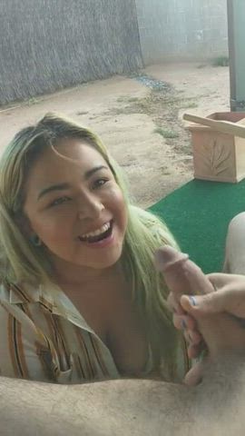 Big Dick Big Tits Blowjob Public gif