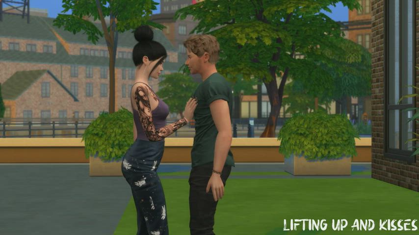 animation kissing teasing gif