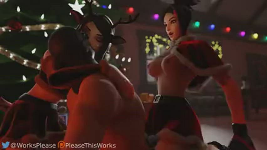 Cute Interracial Threesome gif