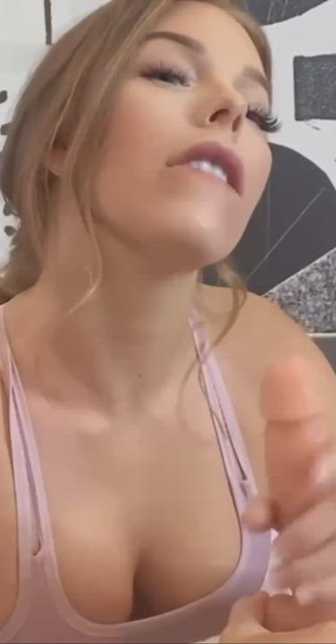 Big Tits Blowjob Blue Eyes Redhead gif