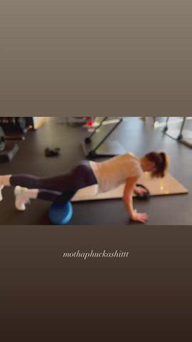 actress ass brunette celebrity legs spandex workout gif