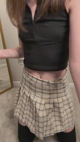 glasses mtf skinny skirt stockings trans femboys trans-girls gif