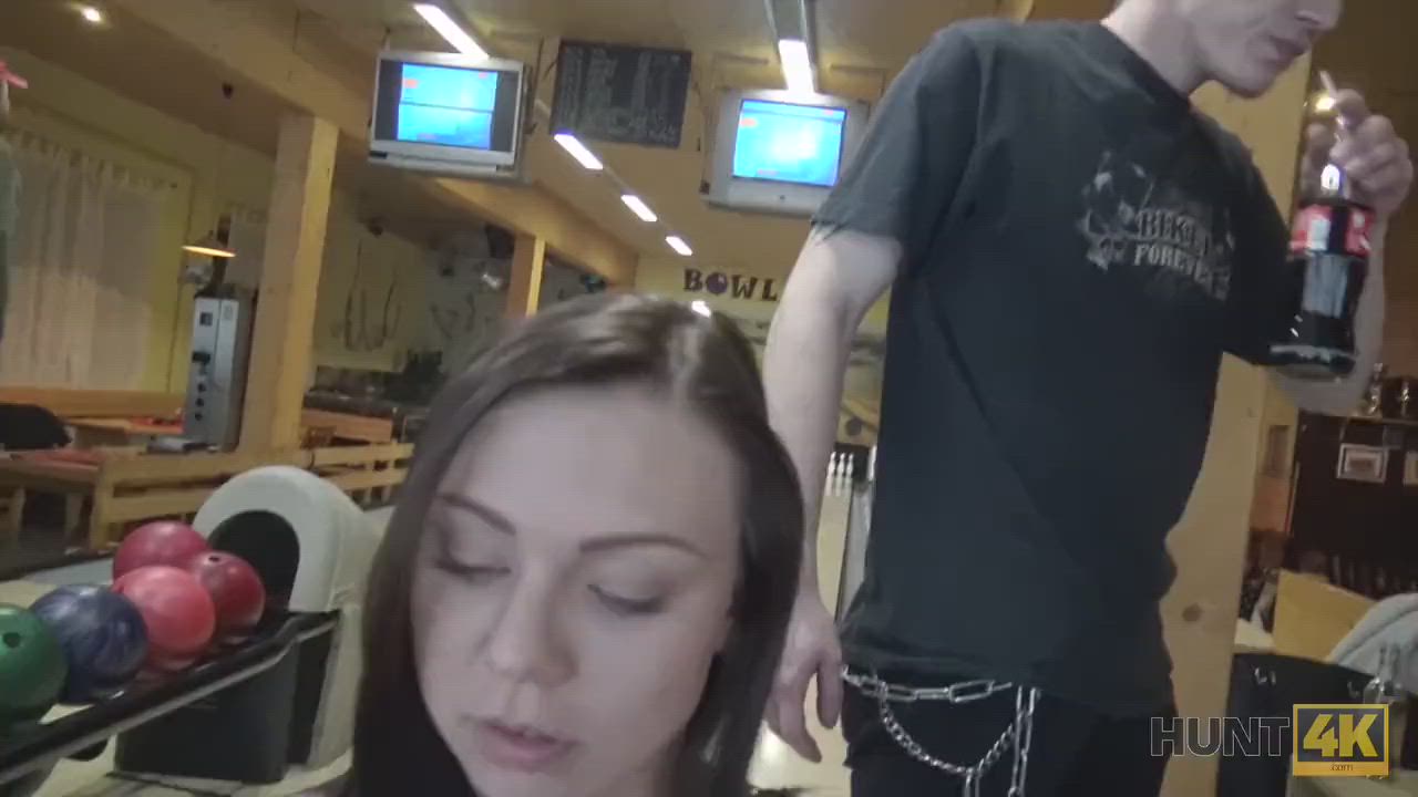 HUNT4K. Cuckold allows guy please his cute GF right in bowling club
