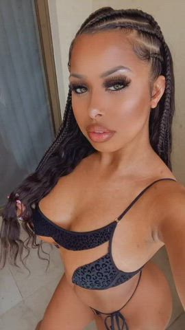 big tits bikini brunette college natural tits tanned teen thick gif