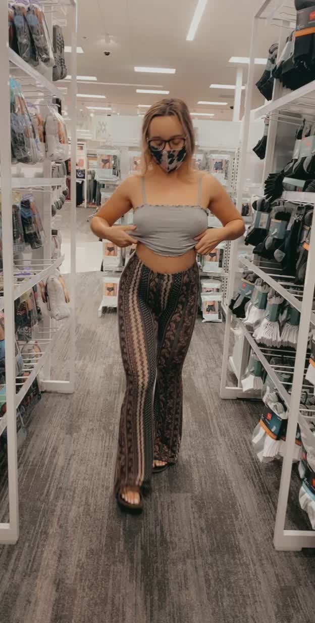 Flashing my boobs in public for you ?