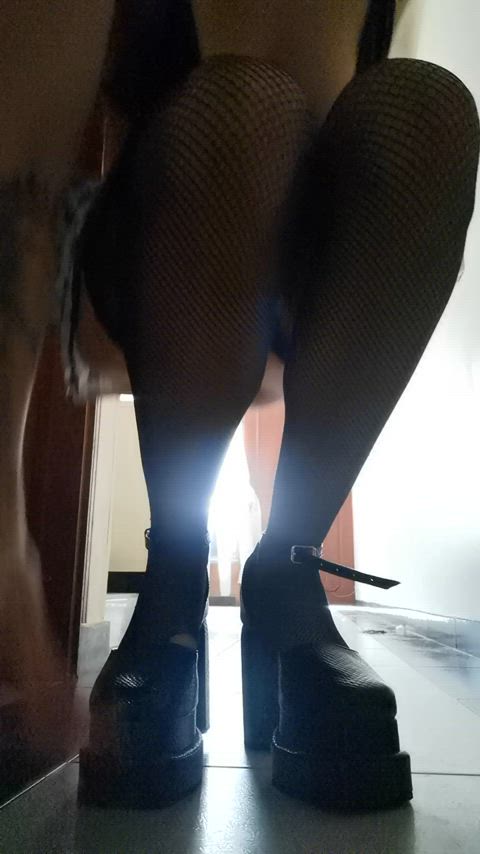 ass booty costume cute heels high heels onlyfans skirt stockings student gif