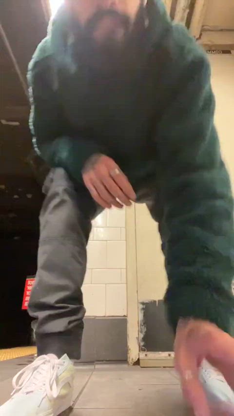 balls big dick cock gay jerk off male masturbation nsfw public solo gif