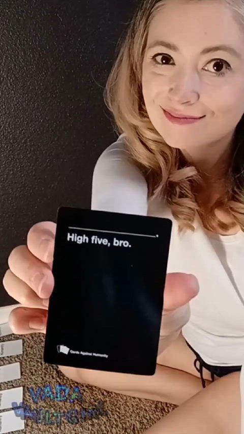 Playing Cards Against Humanity with my kitten