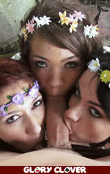 Balls Sucking Brunette Caption Cassidy Banks Double Blowjob Group Sex Redhead gif