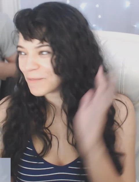 amateur babe curly hair laughing sfw gif