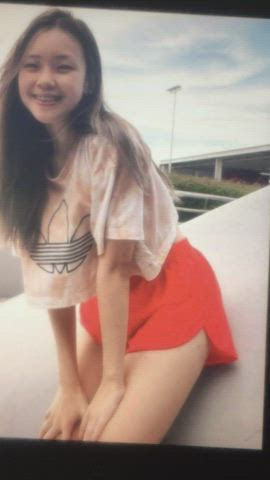 cumshot shorts thighs gif