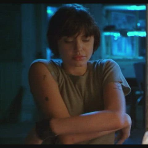 Actress Angelina Jolie Big Tits Boobs Celebrity Tits Undressing Porn GIF
