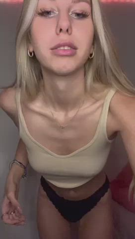 blonde dancing exposed girlfriend natural natural tits thong gif