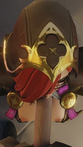 blowjob deepthroat glasses huge tits league of legends porn pov redhead rule34 gif
