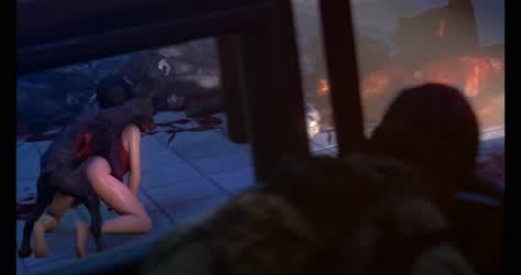 Ada Wong + zombie dog, dressed (DarkTronicKSFM) [Resident Evil]