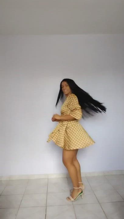 Yellow satin dress dance