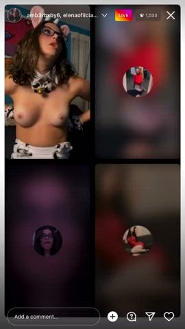 cosplay flashing glasses natural tits white girl gif
