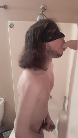blowjob deepthroat dildo gagging gay solo twink gif