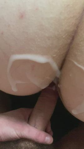 Big Ass wife covered in cum and me going second after a big cock stretched her out
