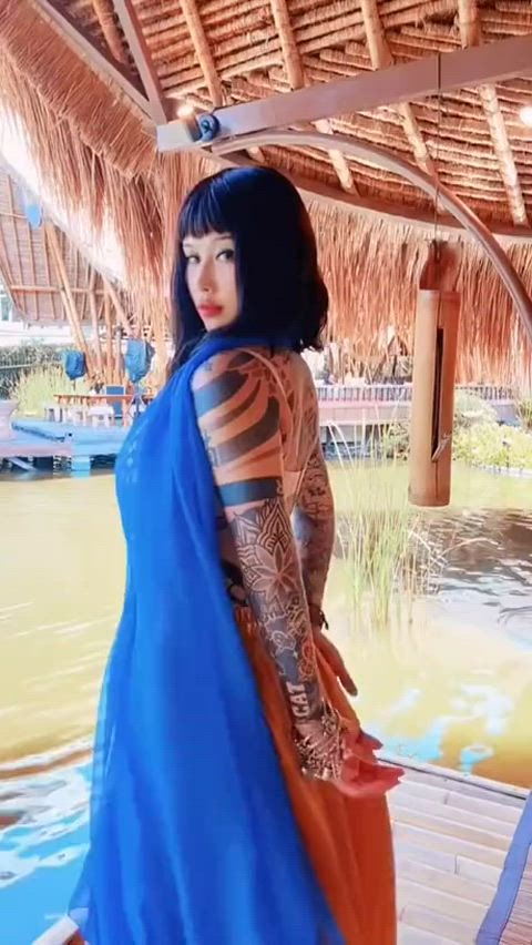 asian big ass big tits dancing sexy tattoo tiktok gif