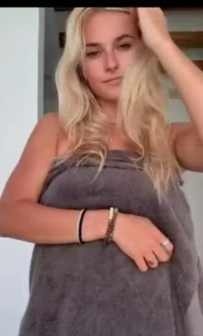 Blonde Naked Pussy Shower Tits Titty Drop Towel gif